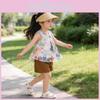 Girl Summer Floral Tank Top And Shorts Set With Soft Polyester Fabric For Toddler Girls