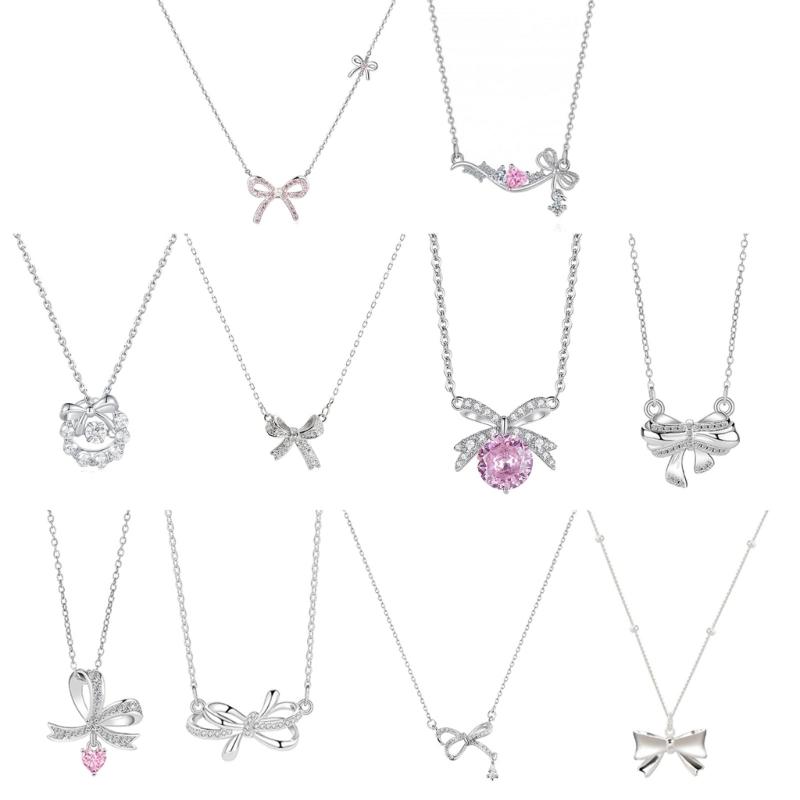 Blingbling Crystal Diamante Bowknot Necklace Clavicle Chain Gifts for Girls Present Sexy Diamante Clavicle Chain