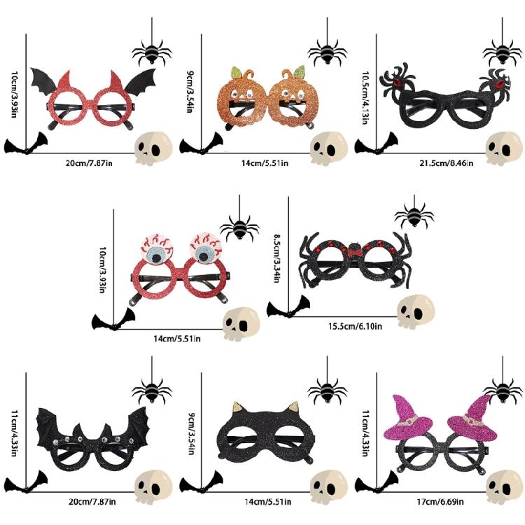 8Pcs Funny Plastic Glasses Frame Halloween Costume Accessories for Adult Children Holiday Parties Festival Celebration
