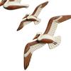 3 Pcs Wood Flying Pelican Wall Art Coastal Theme Nautical Wall Decor Rustic Beach Wooden Bird Sculpture for Living Room Bedroom Home Decor