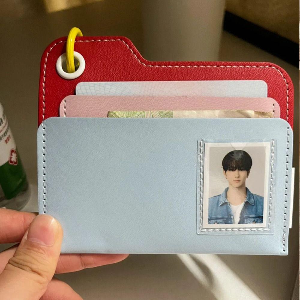 

Color Matching Passport Cover Multifunctional Ticket Folder Simple Card Holder Female Purple Green