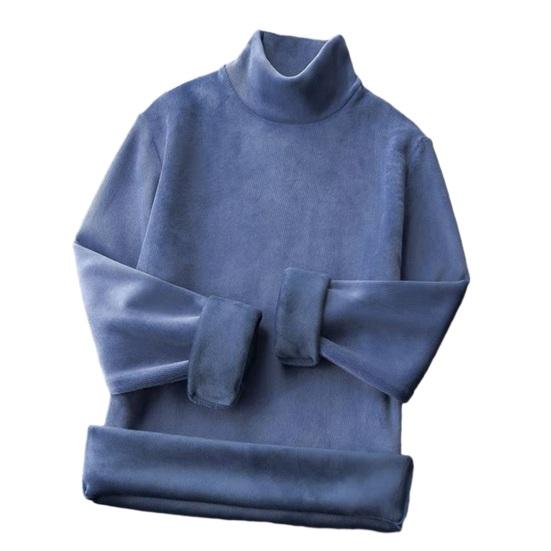 Men Winter Fall Top Double-sided Plush High Collar Solid Color Long Sleeve Elastic Pullover Warm Casual Loose Sweatshirt Men Daily Clothes