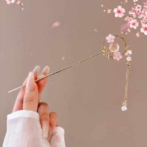 Haarnadel mit Quastenblume im antiken Stil, Damen High-End-Temperament, All-Match Hanfu Haarnadel, Am Hinterkopf zu befestigen, Haarnadel