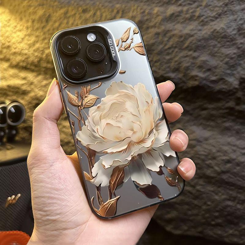 Gold Lotus Flower Electroplate Silver IMD Phone Case For  Mi 14 13 12 13T 14T Pro 11 Lite NE Poco F6 X5 X6 M6 Pro 4G Cover
