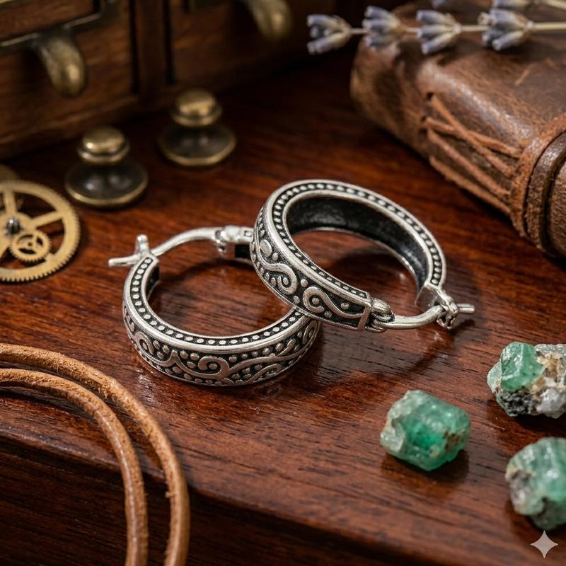 

Huitan Exquisite Pattern Hoop Earrings Trendy Antique-Copper Gorgeous Accessories for Women Chic Graceful Stylish Party Zircon
