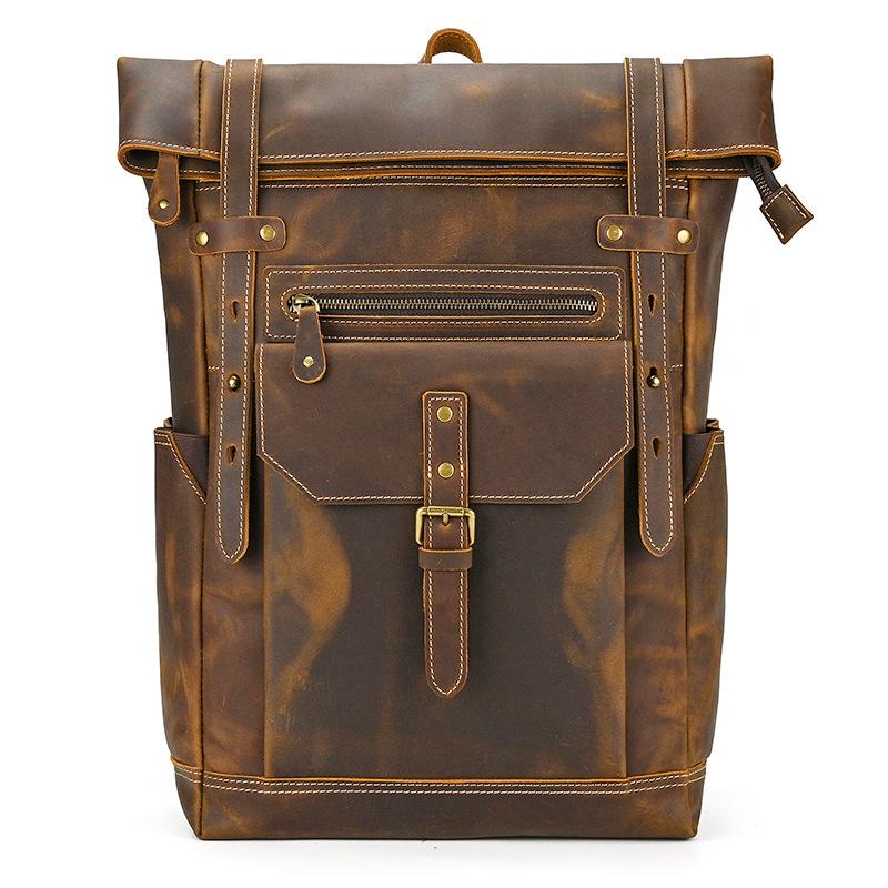 Vintage Men's Backpack Crazy Horse Leather Backpack