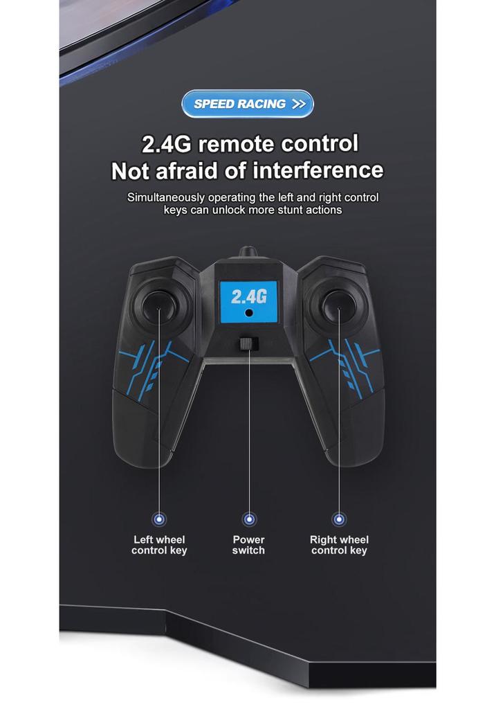 2.4G Remote Control Stunt Car: Four-Wheel Drive, Flipping Swing Arm, LED Lights - Toy for Kids