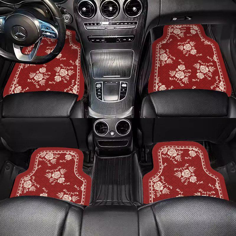 New Chinese-Style Car Floor Mats, Universal, Dirt-Resistant, Earthy Red, with a Sense of Atmosphere, Can Be Cut, Diatomaceous Earth Car Carpet Mats