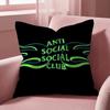 A-Anti Social Social Club Cushion Cover Multi-Scene Pillow Cover for Home & Car - Reversible, Soft & Durable for Daily Use