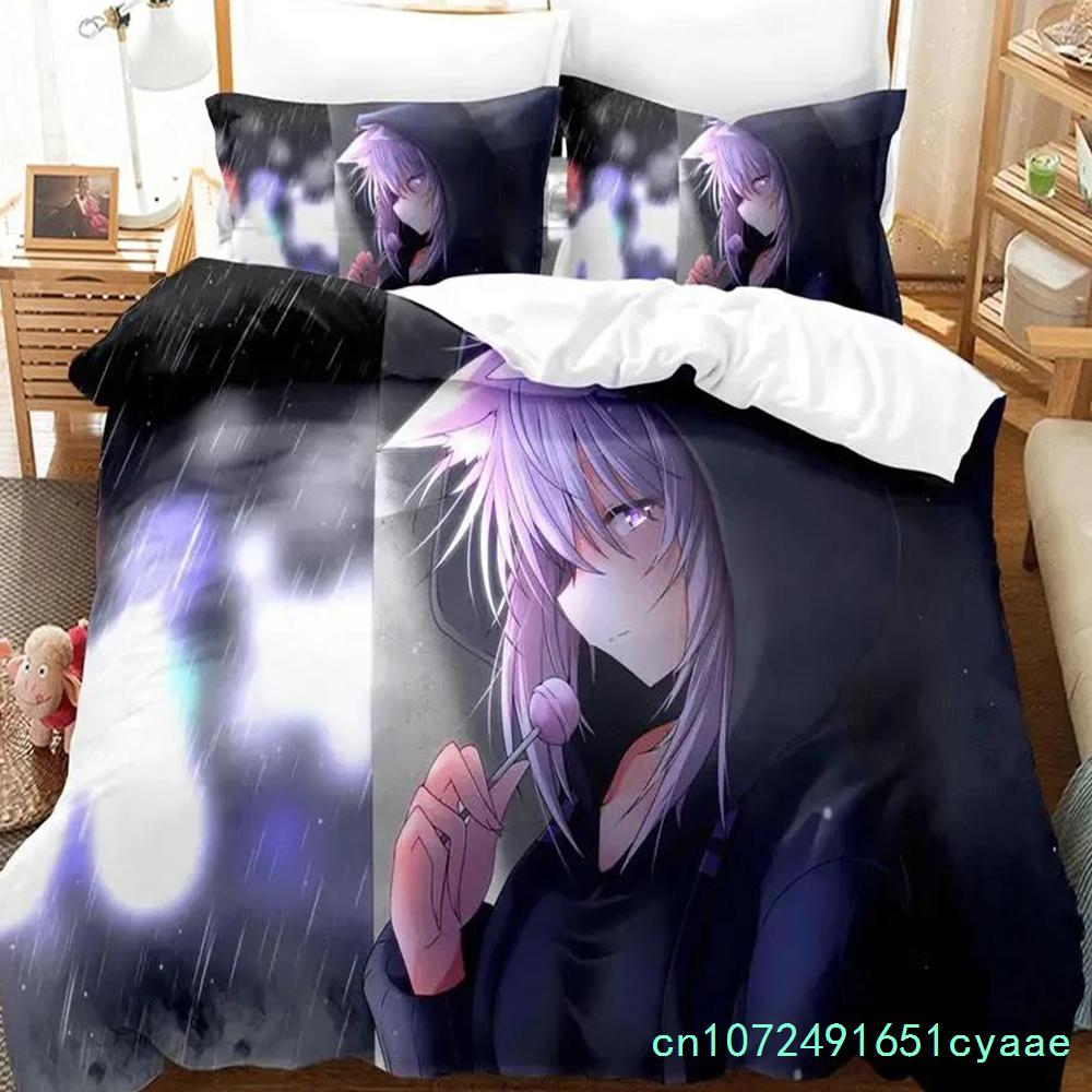 Hololive Nekomata Okayu Bedding Set Single Twin Full Queen King Size Aldult Bedroom Duvetcover 3D Anime Boys Cover Bed Set