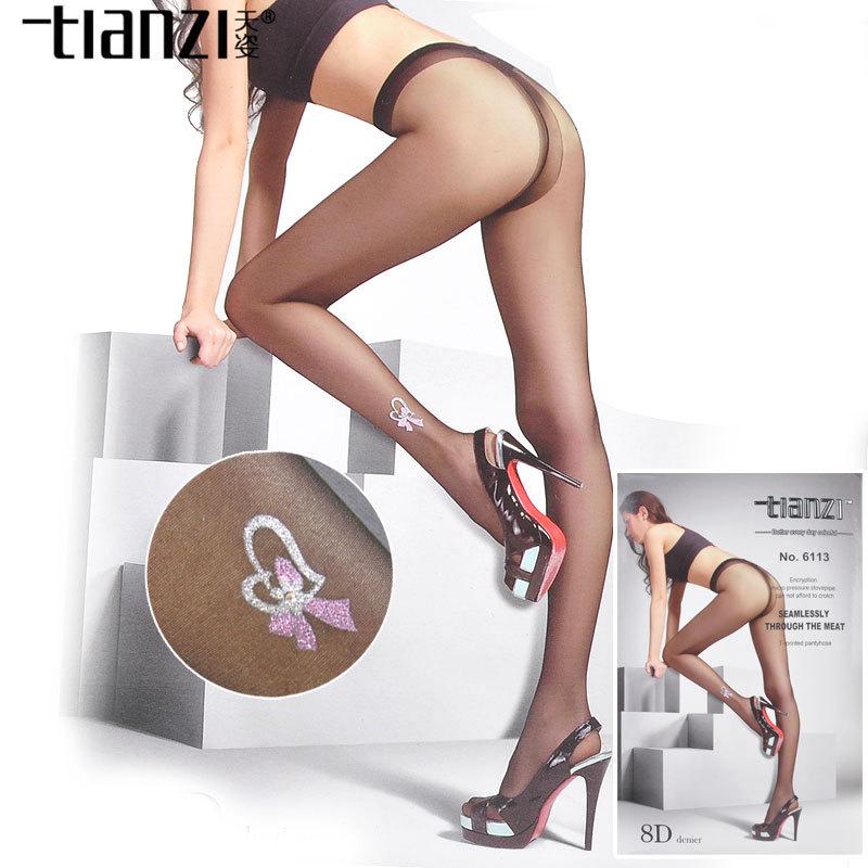 

Tianzi 8D Ультратонкие колготки до щиколотки - Розовый страз в виде двойного сердца, Утягивающие стопу, Дизайн с Т-образным носком (Модель 6113) чёрный