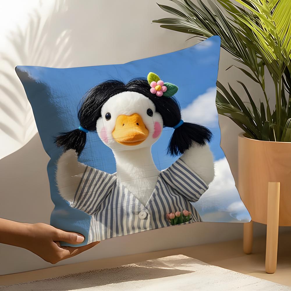 2 Funny And Cheerful Duck Pattern Pillow Case Home Living Room Decoration Linen Pillowcover Pillow Cases Cushion Cover