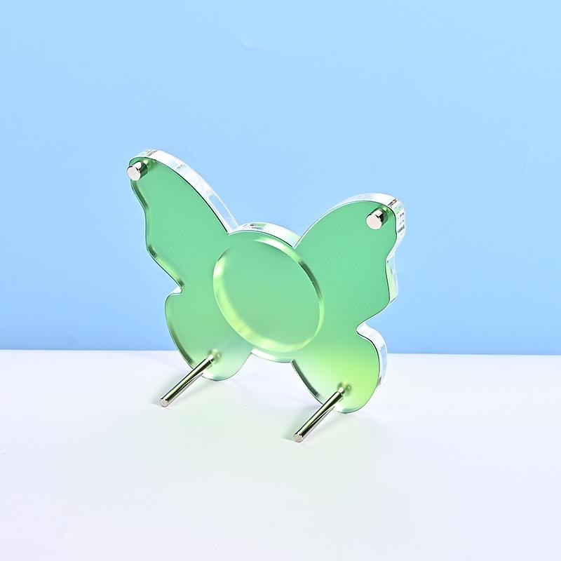 

Acrylic Badge Display Stand with Metal Base Detachable Holder for Anime Souvenir Gradient Color Stars Butterfly Dustproof Stand
