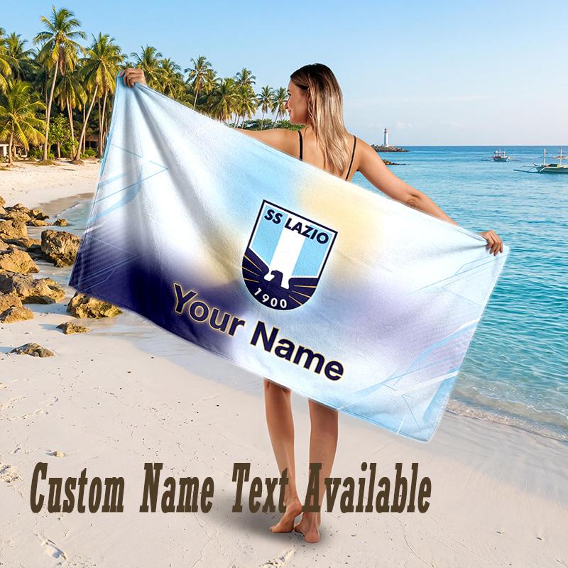 Lazio FC Design Beach Towel Custom Text Large Towel for Beach Vacation