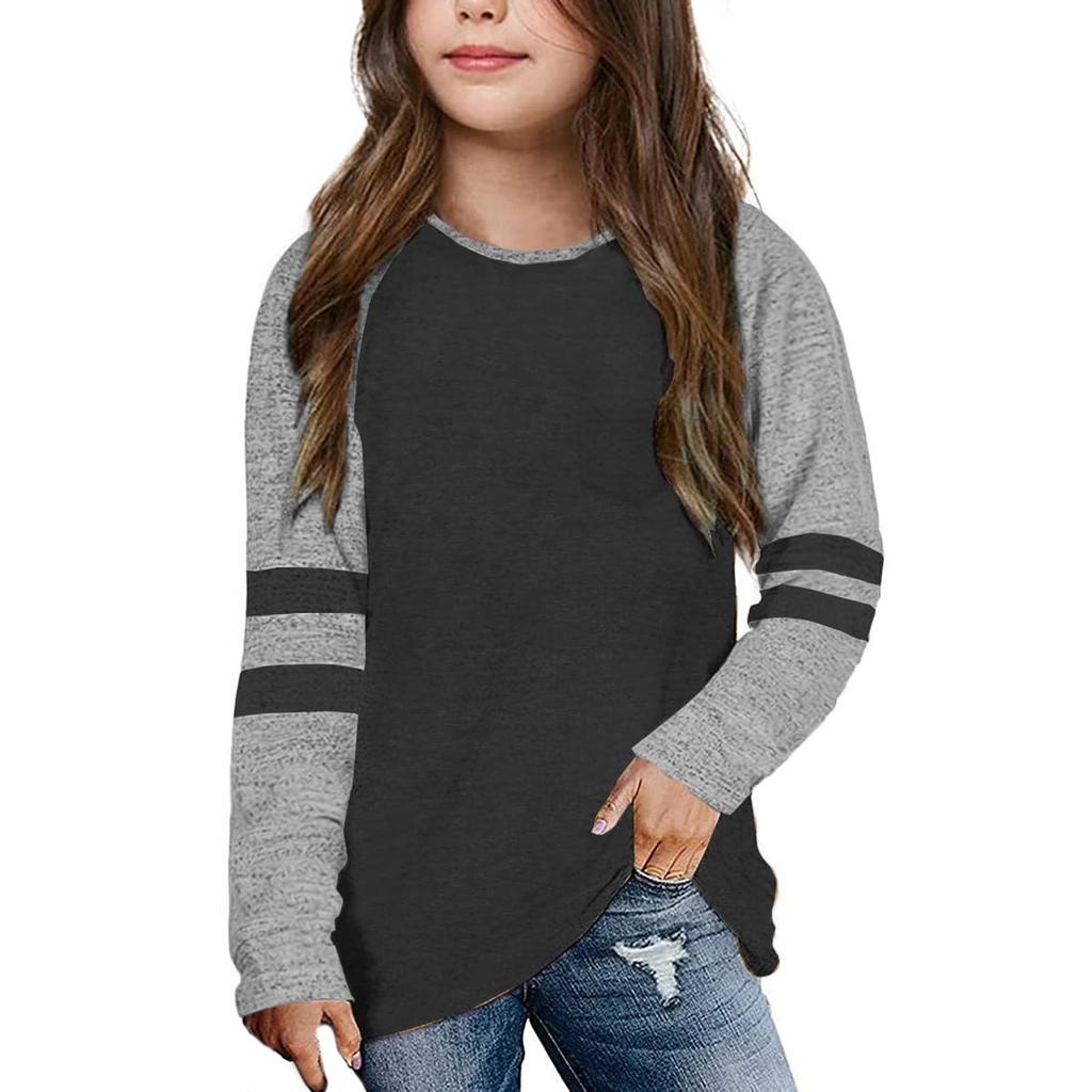 Mädchen Langarm T-Shirts Kinder Herbst Tops Rundhals Basic T-Shirts