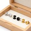 One Pair Black Stainless Steel Round Stud Earrings For Women Dumbbell Piercing Earrings Men Punk Fashion Zircon 2-14mm