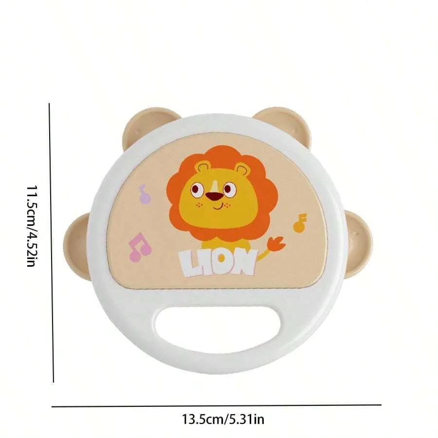 Lion Musical Instrument Drum Montessori Style Toy Handheld Drum Music Instrument Learning Toy Infant Rattle Cartoon Hand Clapping Toy