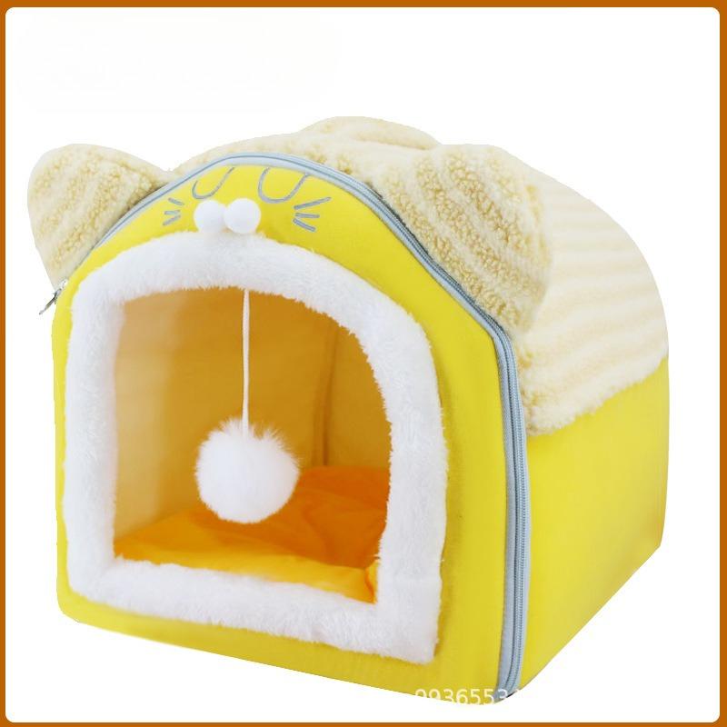 Pet Litter Cat Litter Plush Warm Pet Litter Cat Villa Pet Bed Dog Litter Pet Fully Enclosed Litter Removable and Washable