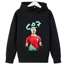 Spring Autumn Casual Children's Hoodie Sports Sweatshirt for Boys and Girls Ronaldo Printed 2-14 Years Fashion Kids Pullover Top