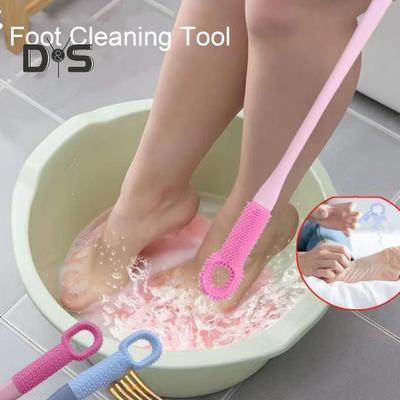 2Pcs Foot Cleaning Brush Set for Toe Seam Massage And Dead Skin Removal Long Handle Silicone Foot Brush And Toe Cleaning Brush Foot Scrubber Tool for