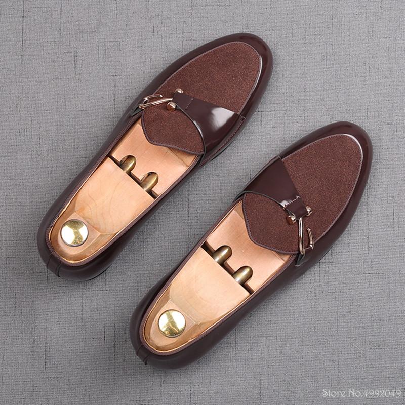 Fashion Luxury Fashion Designer New Men's Suede Metal Business Shoes Male Wedding Dress Prom Homecoming Oxford Shoes Size 38-44