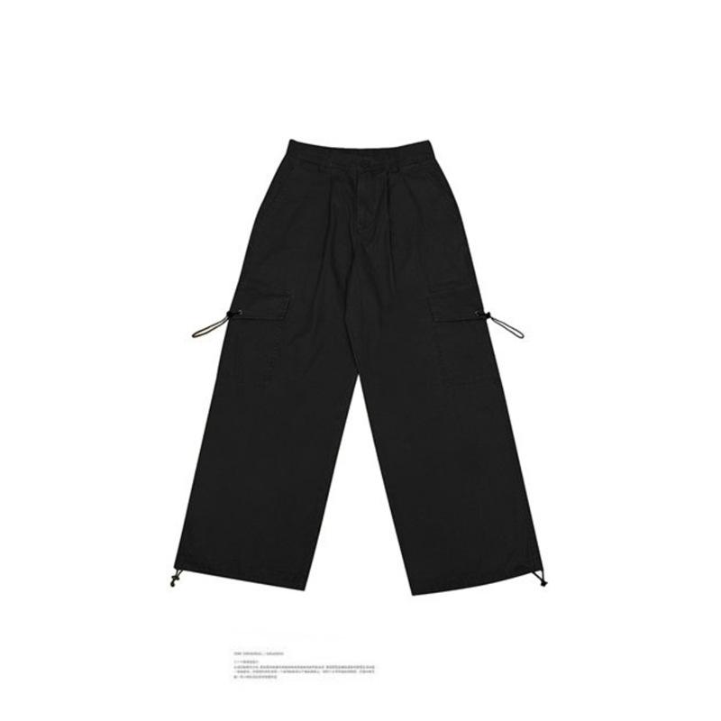 Retro Spring and Summer Wide-leg Basic Drawstring Overalls Men's and Women's Versatile Loose Leggings Casual Pants Thin