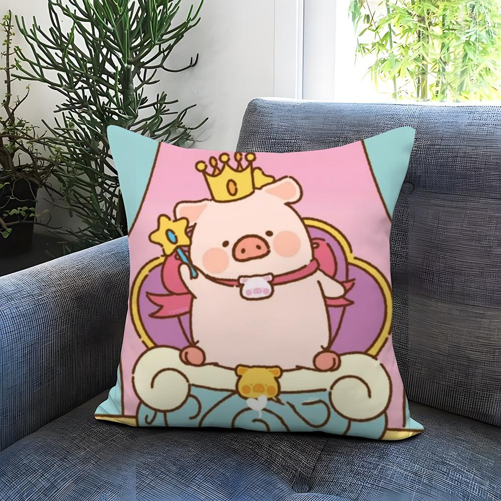 Cartoon Pig Pink L-Lulu Cushion Cover Comfortable Reversible Pillow Cover Ideal for Car Sofa Bedroom & Beyond