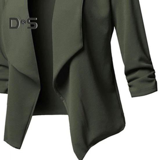 Dámské Business Blazer Cardigan s otevřeným stehem Tříčtvrteční rukávy Rovná klopa Jednobarevné Formální styl OL Styl OL Volný Dámský Business kabát