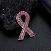 Exquisite Pink Ribbon Diamond Brooch: Fashionable AIDS Awareness Jewelry Pin