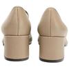 Zara Lambskin Lightweight Elegant Artistic Casual High Heels 5.5cm Leather Strap Chunky Mary Jane Shoes Women shoes Light-Beige 12238510002