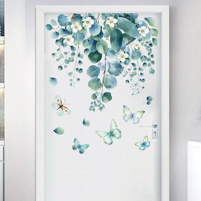 Nordic Green Plant Wall Sticker Self Adhesive Removable Wall Decal for Bedroom Living Room Sofa Background Wall Door Home Decor