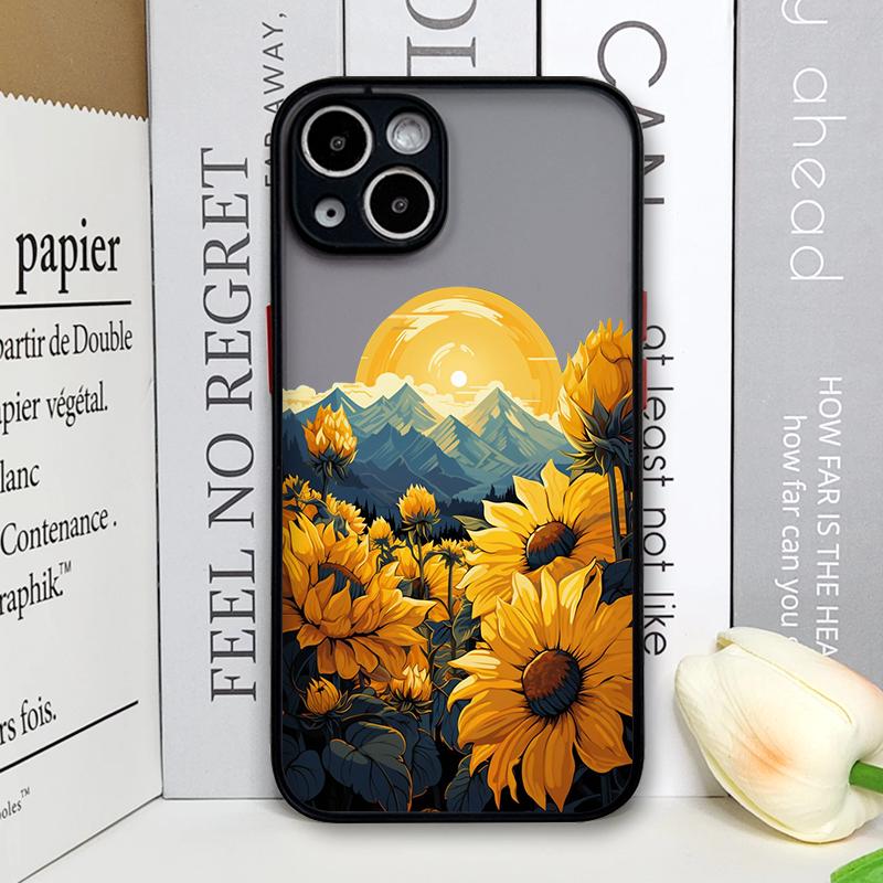 Mountain Forest Village Phone Case for IPhone 13 12 Mini 16 15 11 14 Pro Max 7 8 Plus SE X XS Shockproof Cover Sunflower Scenery