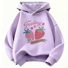 Fashion Strawberry Design Hoodie Kids Children's Sweatshirt Hoody Girls Casual Hoodies Hip Hop Clothes Sweet