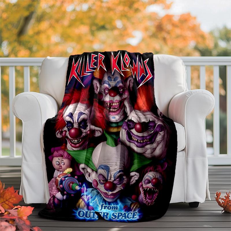 Horror Clown Circus Flannel Blanket Soft Warm All-Season Throw, Design for Camping, Car Travel, Hiking Sofa, Bed, Office Perfect Gift for Parties