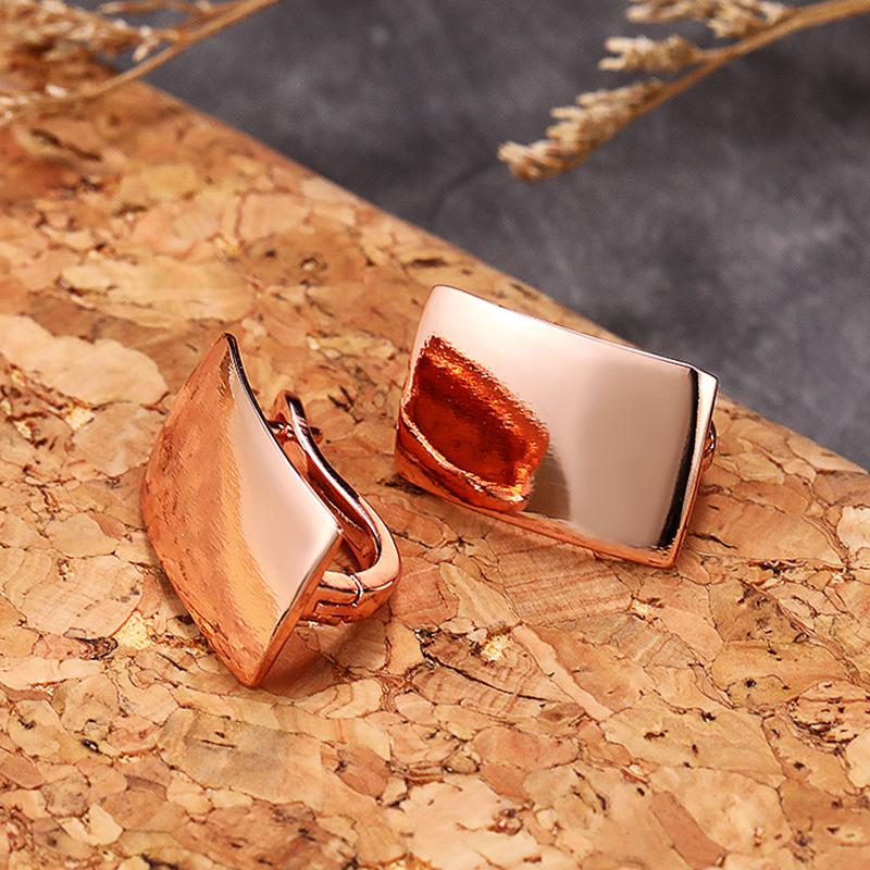 Square Earrings for Women Rose Gold Color Metallic Style OL Earrings Fashion Contracted Female Jewelry 2022 Drop Shipping