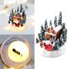 Led Light Christmas Village House Figurines Night Lamp Creativity Christmas Town Ornaments DIY Crafts Cartoon Resin Mini House