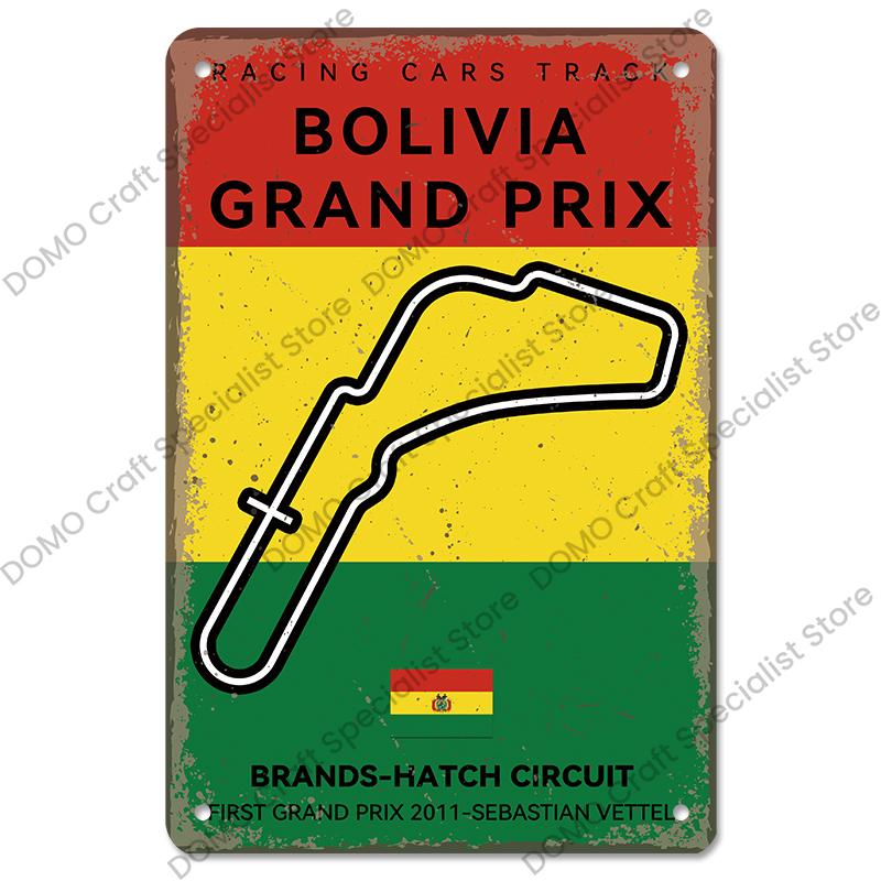 Afiș pentru circuitul de curse F1 Semne de tablă vintage din metal Monaco Spania SUA Garaj Placă metalică retro Garage Bar Pub Club Decor de perete de acasă