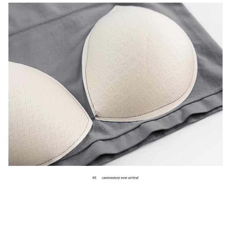 Short Solid Color Little Camisole for Women with Fixed Breast Pad with A Slim-fit Base and A Spice Girl Style Wrap On The Outside