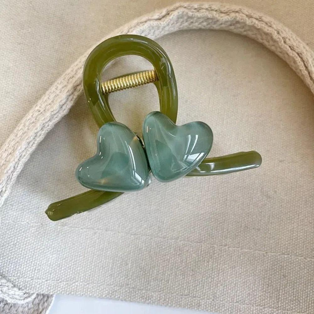 Korean Style Heart Shark Clip Transparent Resin Shark Clip Gift Love Hair Claw  Daily
