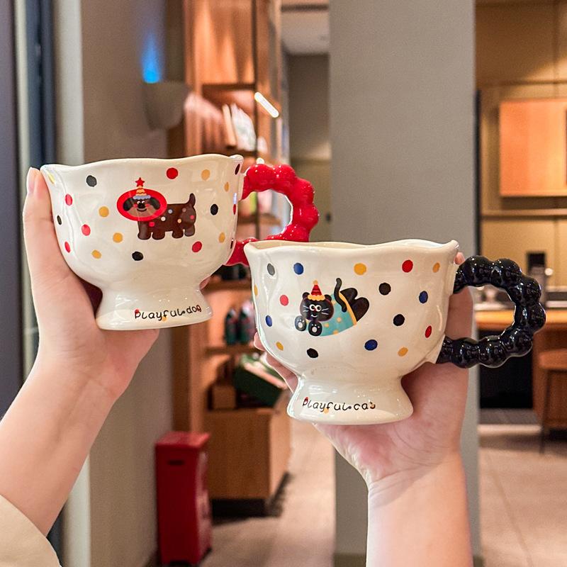 Super roztomilý kreativní štěněcí keramický hrnek dívka pár hrnek na vodu kancelářský hrnek na kávu dárek k narozeninám pro přítelkyni