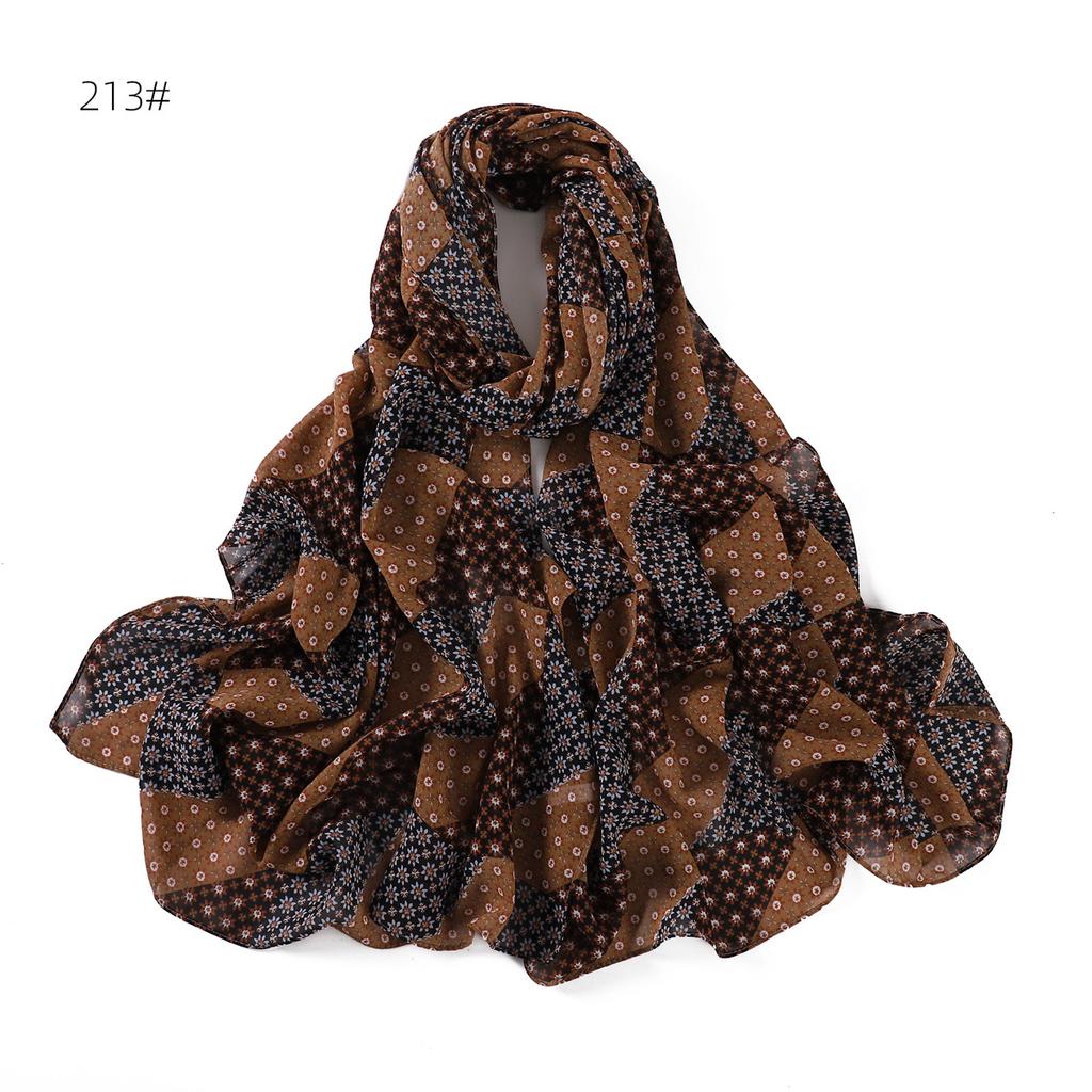 New Style Flower Printed Chiffon Scarf Fashion Moslim Hijap Summer Beautiful Floral Long Bandana Turkiye Headscarf Wraps
