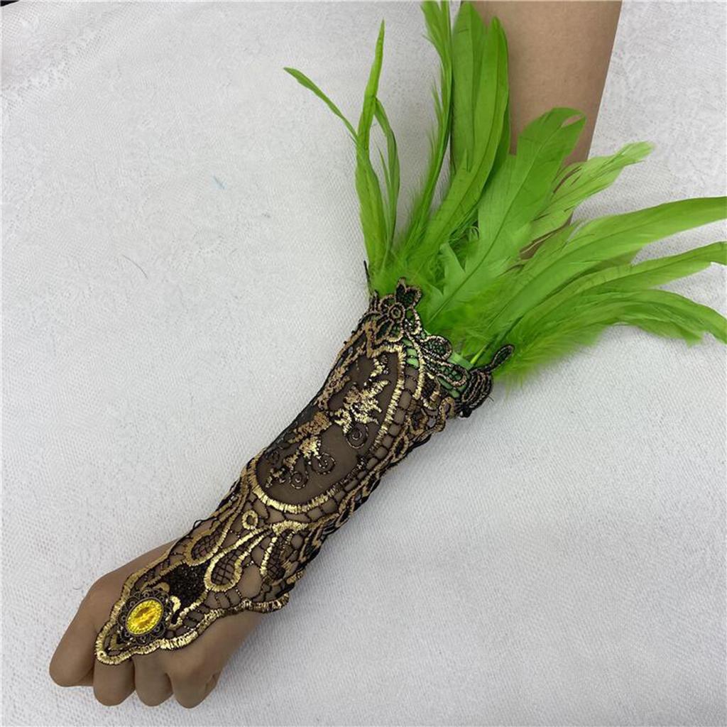 Bracelet Plume Gant Plume Gothique Dentelle Dorée Creuse Manchette Dentelle