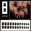 24 Pieces Press On Halloween Nail Art With Pumpkin Design ABS Long Lasting Faux Nail Fingernails Decoration