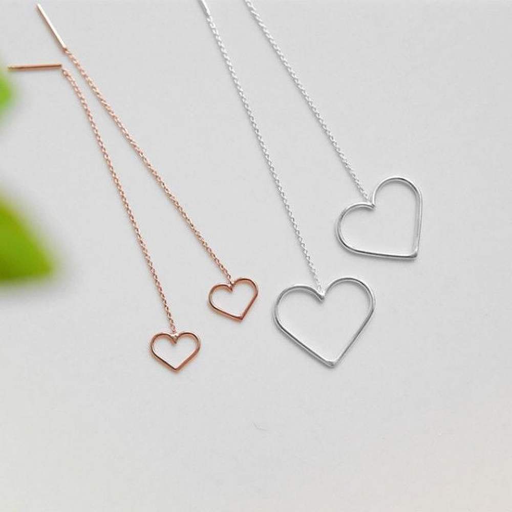 Revolution Heart Long Earrings (Rose Gold/Large)