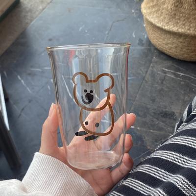 Han Ins Cartoon Koala Bear Glass, High Temperature Resistant Simple Milk Cup, Coffee Cup, Niche Creative Gift