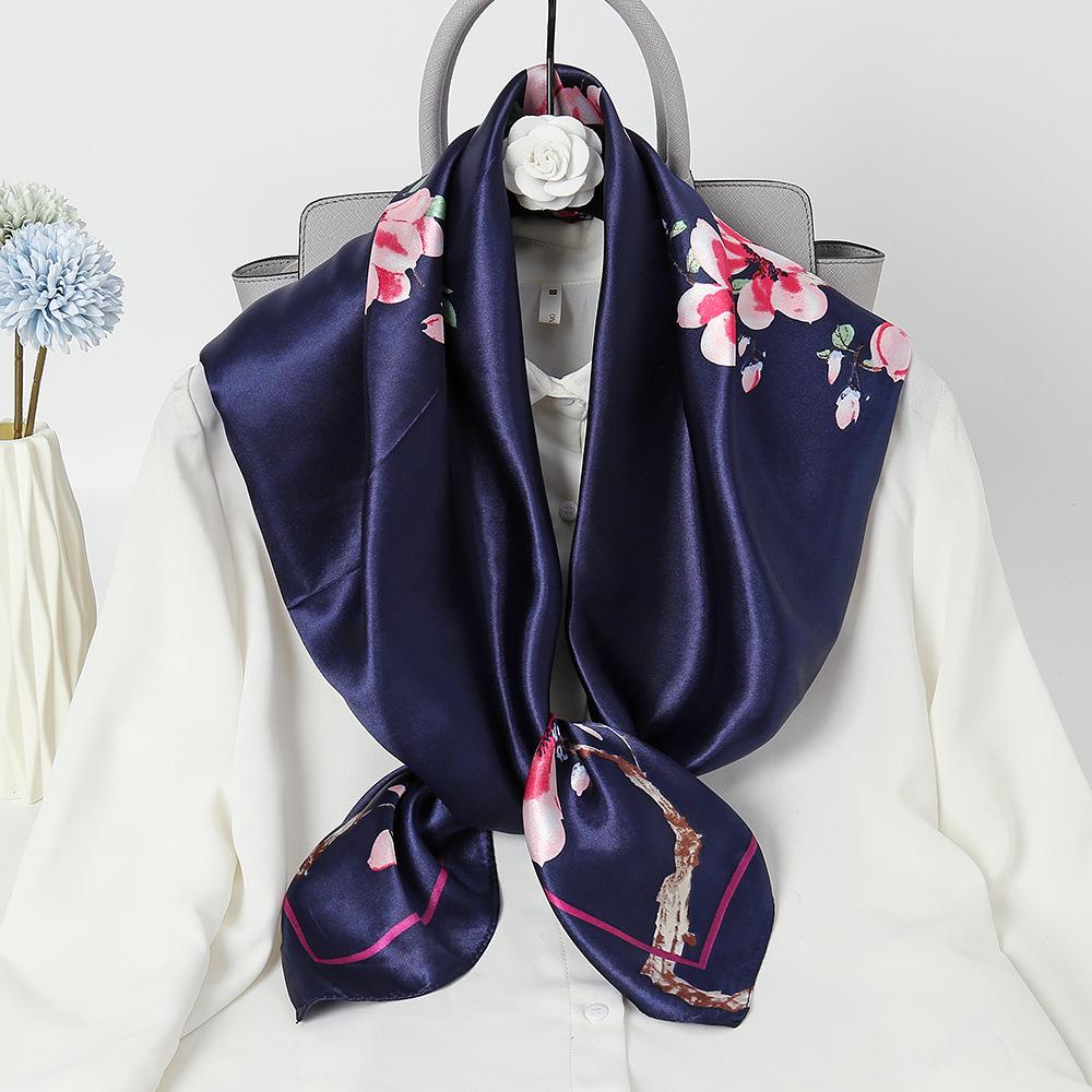 Satin Square Scarf Imitation Silk Luxury Bandana Scarf Cashew Printed Headscarves Head Covering Neckerchief 90*90Cm