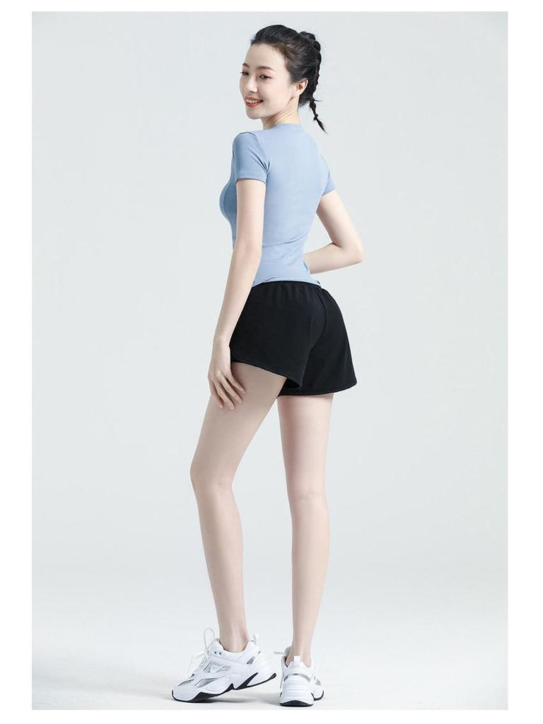 Women's Quick-Dry Breathable Yoga Shorts with Side Pocket - Anti-Exposure Design