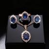 Fashion Jewelry Simulation Sapphire Ruby Vintage Ring Stud Earrings Pendant Necklace Women's Jewelry Set