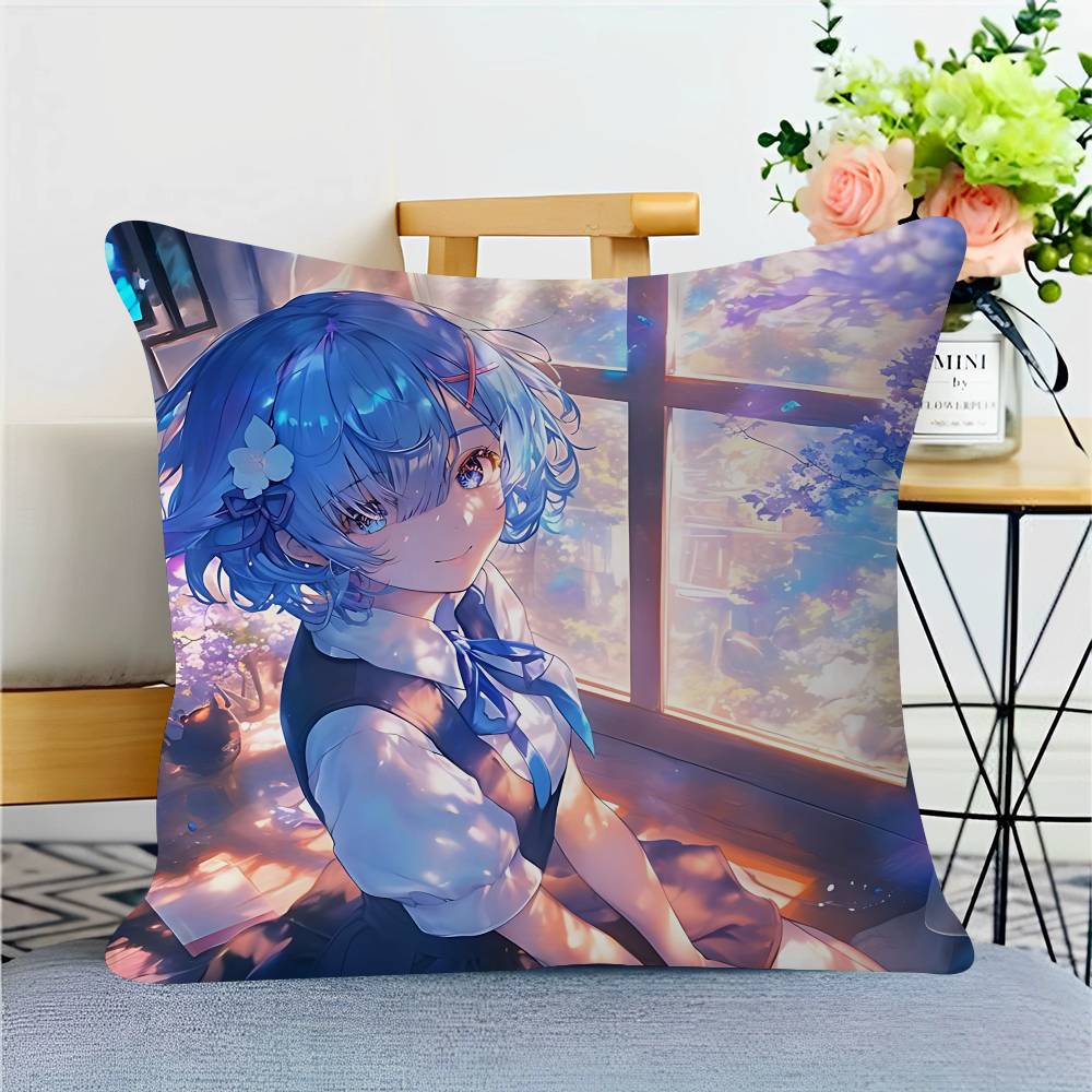 

Аниме Re Zero R-Rem Наволочка для подушки Чехол для подушки Обивка Диванная подушка Домашний декор Наволочка 12x12Inch