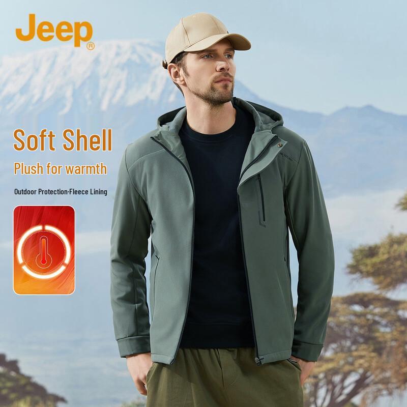 

JEEP Men s Hooded Windproof Softshell Jacket M